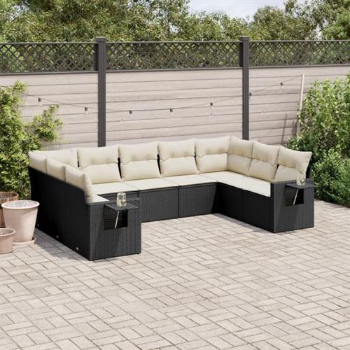 Non Communiqué Noir Salon De Jardin Modulable Vidaxl Resine Tressee 9 Pieces X 62 X 69 9 Personnes