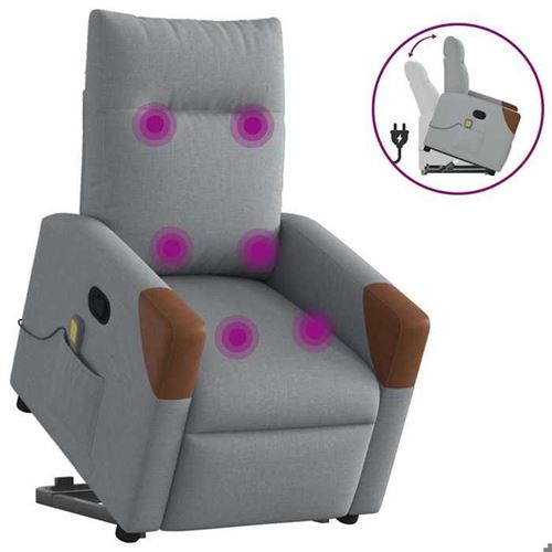 vidaXL - Fauteuil de relaxation - Fauteuil de massage - Gris clair - Image 2