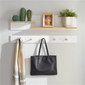 SoBuy FHK21 WN Porte manteau Mural en 2 Parties Etagere Murale Porte manteau d Entree Achat prix fnac