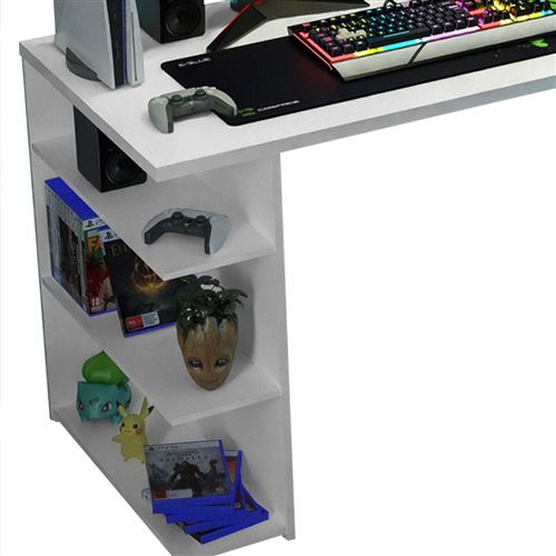 Bureau de Gaming, bureau d'ordinateur avec grand support d'écran et étagère,  poste de