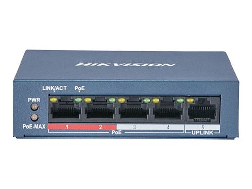Hikvision Value Series Ds-3e0105p-e/m(b) - Commutateur - Non Géré - 4 X 10/100 (poe+) + 1 X 10/100 (liaison Montante) - De Bureau - Poe+ (35 W) - Tension Cc