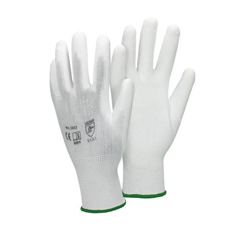 ECD Germany 12 paires de Gants de travail en PU, taille 11-XXL, couleur blanc, gants de