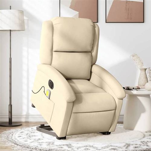 Non Communiqué Beige Vidaxl Fauteuil De Relaxation, Massage, Inclinable Électrique Réglable Tissu Crème