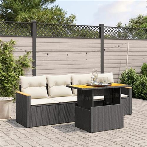 Vidaxl Noir Salon De Jardin 5 Pcs - Image 2