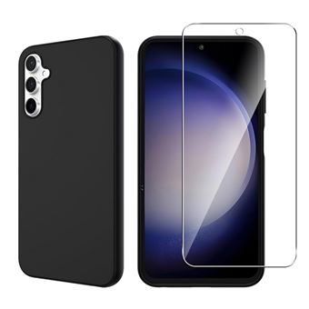 Coque pour Samsung Galaxy S23 FE 5G - housse etui silicone gel fine + verre trempe - NOIR - htdmobiles - 1