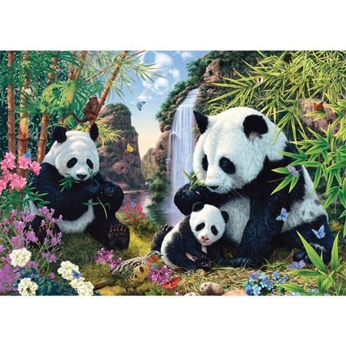 Non Communiqué Puzzle 500 Pièces : La Famille Panda À La Cascade Schmidt