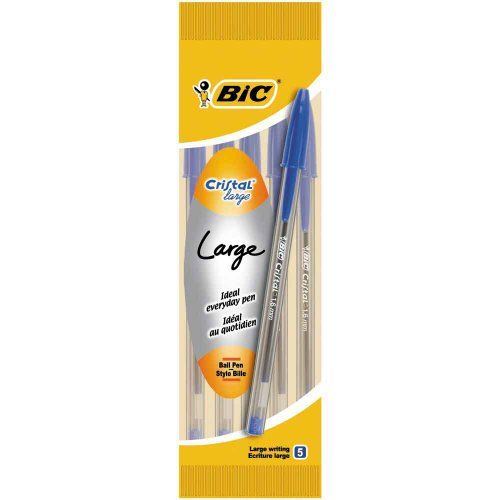 Bic Cristal Large Pochette de 5 Stylos-billes Bleu