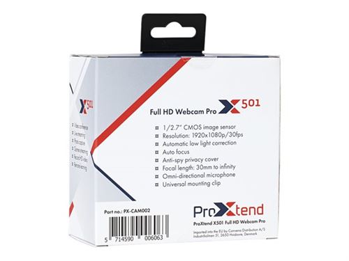 ProXtend X501 - Webcam - kleur - 2 MP - 1920 x 1080 - vastgesteld brandpunt - audio - USB - MJPEG, YUV2