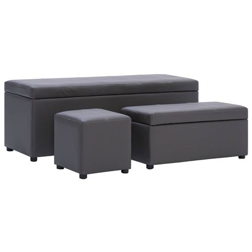 vidaXL Bancs et repose-pieds Gris Similicuir