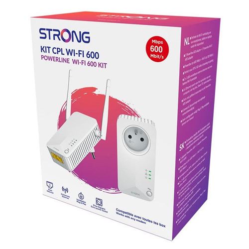 Kit Cpl - Strong - Powerline Wi-Fi 600 Duo - Module Wi-Fi, Point D'Acces 300 Mb