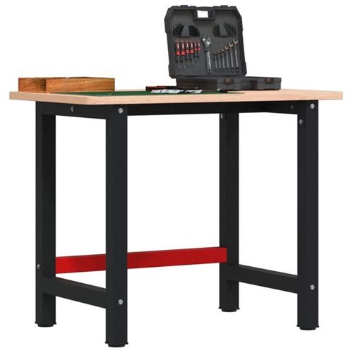 Non Communiqué Marron Vidaxl Établi 100X60x81,5 Cm Bois Massif De Hêtre Rectangulaire, Table De Travail, Poste De Travail, Table De Travail En 3309660