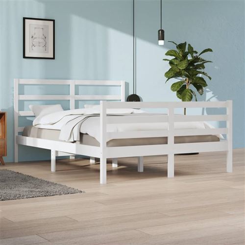 vidaXL Cadre de lit sans matelas blanc bois de pin massif 160x200 cm3105017
