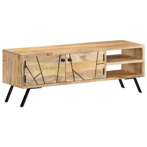 Non Communiqué Naturel Meuble Tv 110X30x40 Cm Bois Massif De Manguier