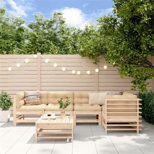 Non Communiqué Beige Salon De Jardin Modulable Vidaxl Bois Massif Bois 6 Pieces 5 Personnes