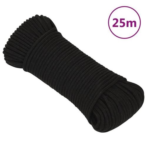 Vidaxl Noir Corde De Travail 4 Mm X 25 M - Image 3
