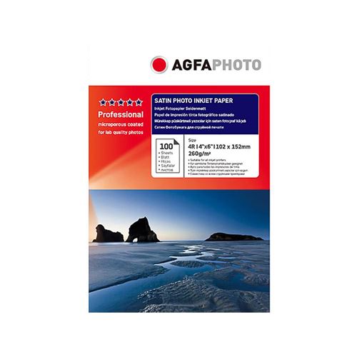 Papier photo A6 AgfaPhoto finition Satiné 260g Jet d'encre - AP260100A6S