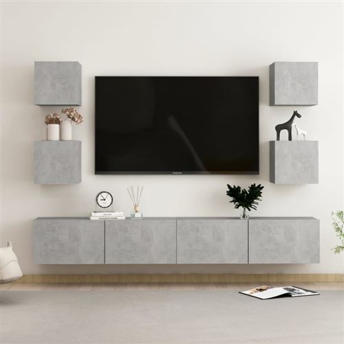 Non Communiqué Gris Ensemble De Meubles Tv 6 Pcs Béton Bois D Ingénierie