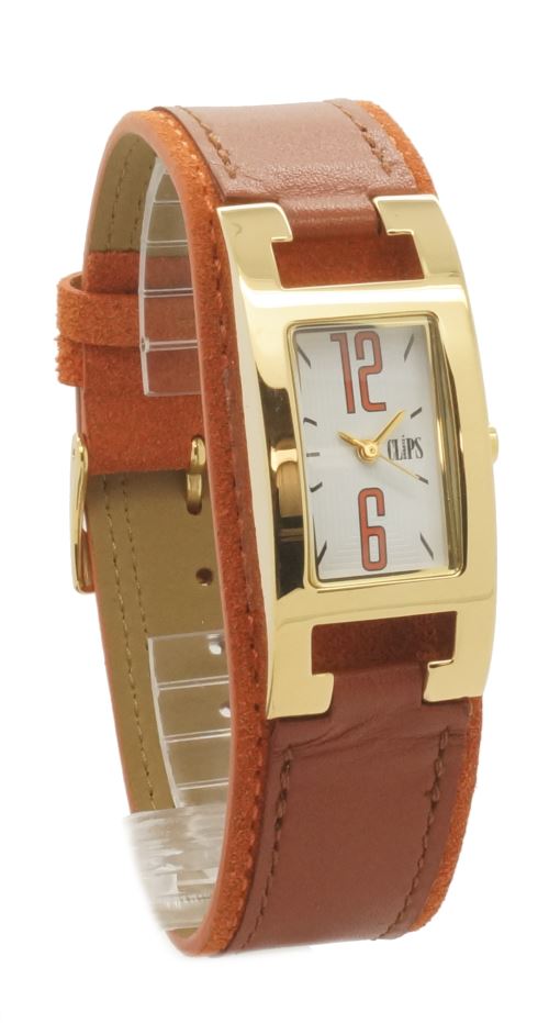 CLIPS Montre -553-1006-16 en Cuir Rouge