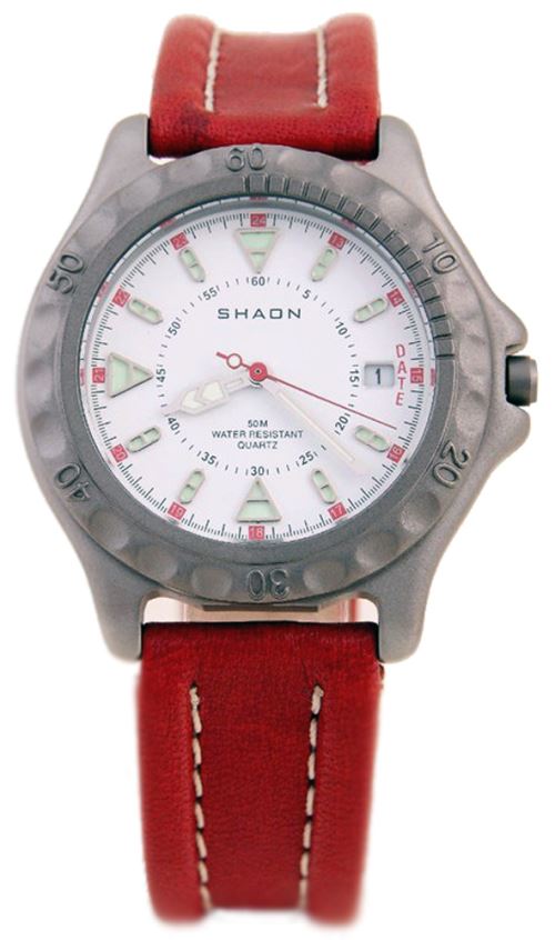 SHAON Montre -22-6102-17 en Cuir Rouge