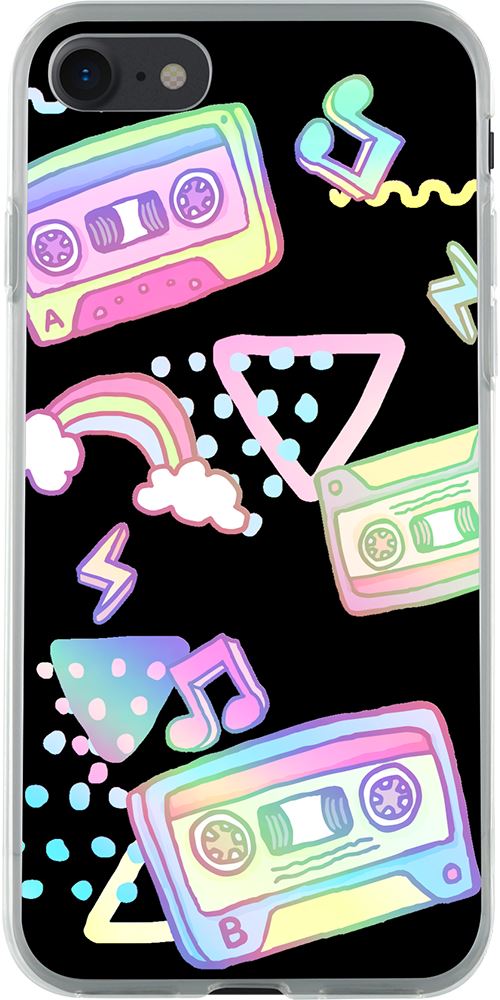 Coque rigide noire holographique Old school pour iPhone 6/6S/7/8