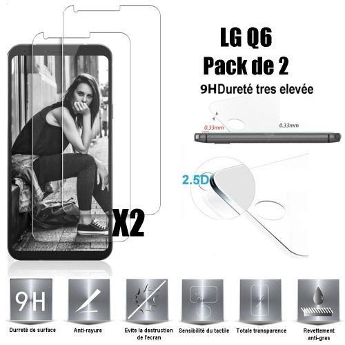 LG Q6 – Q6 Plus Vitre protection d'ecran en verre trempé incassable Advansia Tempered Glass (Lot de 2) - Advansia