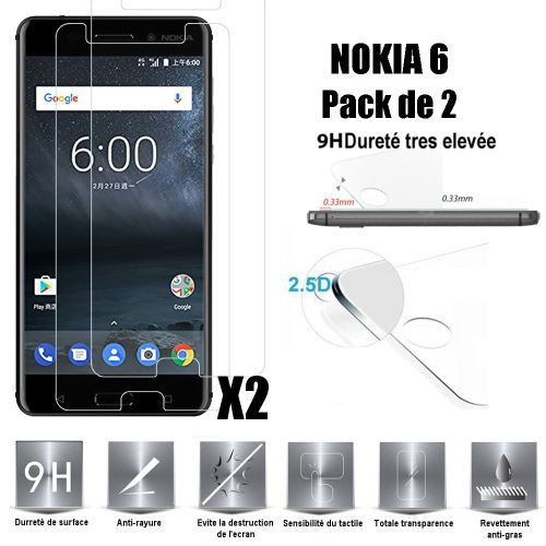 Nokia 6 Vitre protection d'ecran en verre trempé incassable Advansia Tempered Glass (Lot de 2) - Advansia