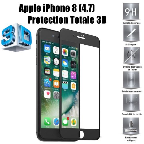 Apple iPhone 8 Vitre protection d'ecran en verre trempé incassable protection integrale Full 3D Tempered Glass - Advansia