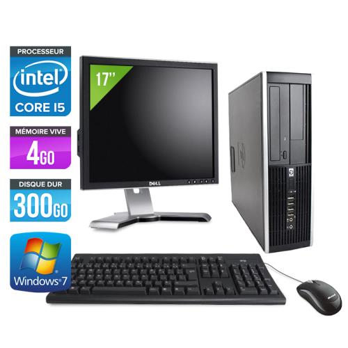 Ordinateur HP Elite 8100 SFF + Ecran 17'' - Noir - Intel Core i5-650 / 3.2 GHz - RAM 4 Go - HDD 300 Go - DVDRW - Gigabit Ethernet - Windows 7 Professi