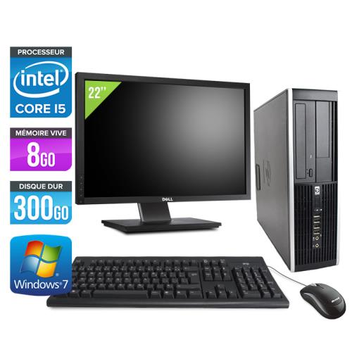 Ordinateur HP Elite 8100 SFF + Ecran 22'' - Noir - Intel Core i5-650 / 3.2 GHz - RAM 8 Go - HDD 300 Go - DVDRW - Gigabit Ethernet - Windows 7 Professi
