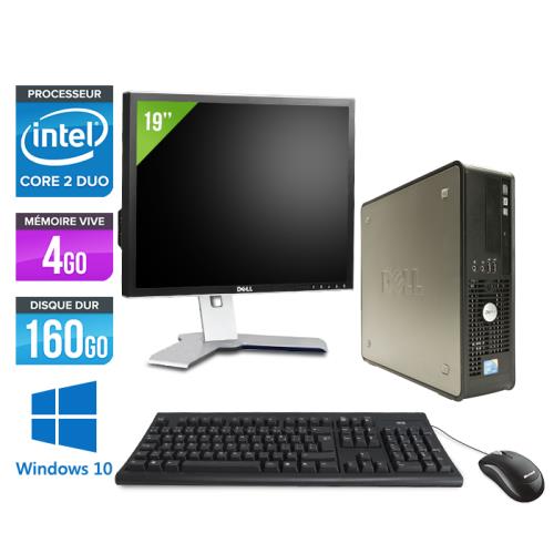 Ordinateur Dell Optiplex 780 SFF + Ecran 19'' - Gris - Intel Core 2 Duo E7500 / 2,93 GHz - RAM 4 Go - HDD 160 Go - DVD - Gigabit Ethernet - Windows 10