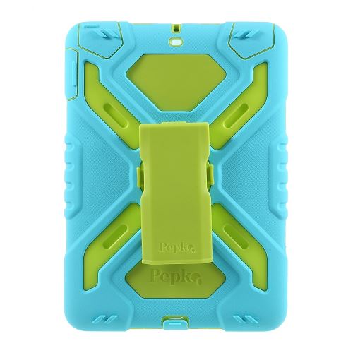 Coque en sillicone pepkoo à usage intensif série spider hybride en silicone vert / bleu pour votre Apple iPad 9.7 (2017)