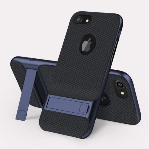 Coque en TPU élégance de grille  + pc avec béquille bleu sombre pour votre Apple iPhone 7 4.7