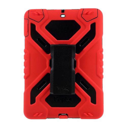 Coque en sillicone pepkoo à usage intensif série spider combo en silicone noir / rouge pour votre Apple iPad 9.7 (2017)