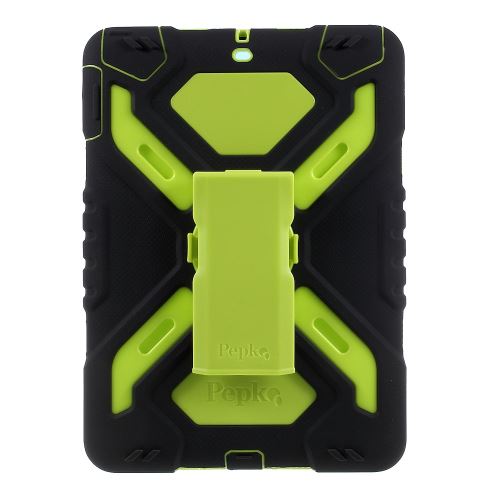Coque en sillicone pepkoo série spider combo silicone avec béquille vert / noir pour votre Apple iPad 9.7 (2017)