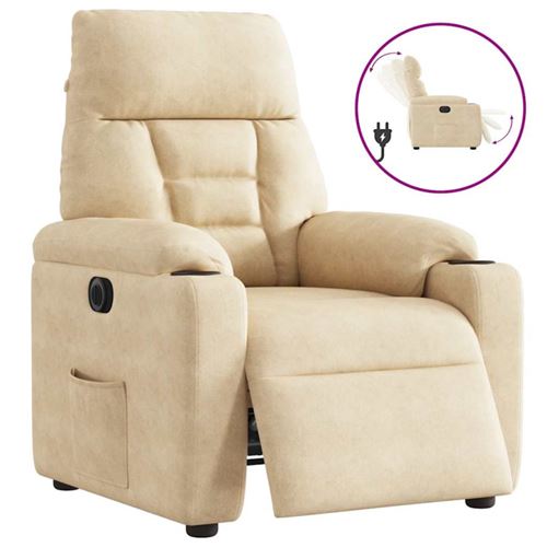 Vidaxl Fauteuil Inclinable Électrique Crème Tissu Microfibre - Image 2