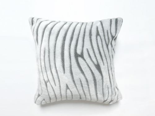 Housse de coussin extra doux 40x40 cm SAVANE blanc et gris