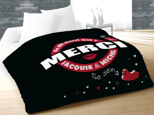 Couette JACQUIE et MICHEL noir, On dit merci qui?, 220x240 cm