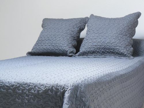 Couvre-lit Boutis uni Gris 220x240 cm avec 2 taies d'oreiller