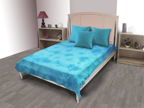 Jeté de lit coton 180x220 cm TIE AND DYE turquoise