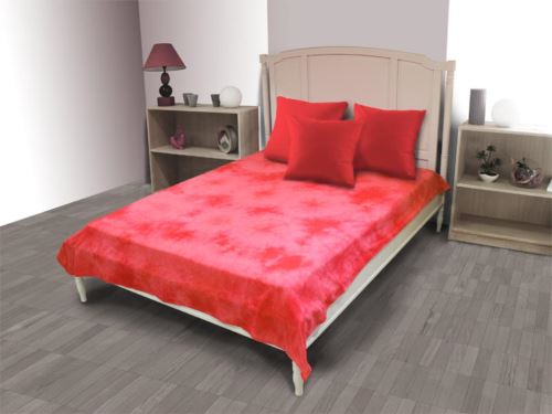 Jeté de lit coton 180x220 cm TIE AND DYE rouge par Soleil d'ocre