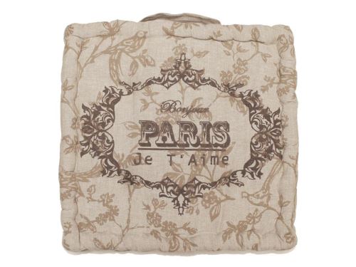 Coussin tapissier en coton imprimé 40x40x8 cm PARIS taupe par Soleil d'Ocre