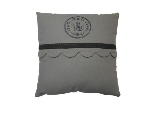 Coussin brodé en coton 40x40 cm PARFAIT gris