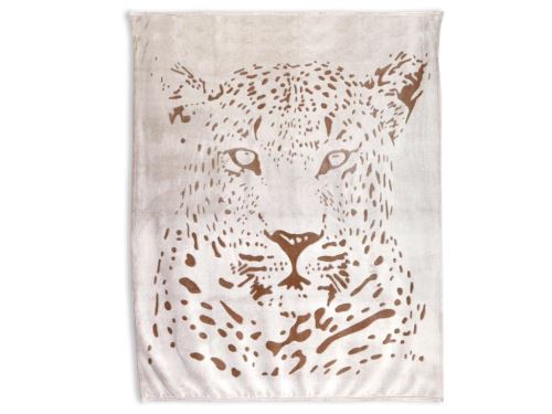 Plaid extra doux 130x150 cm TIGER taupe et blanc