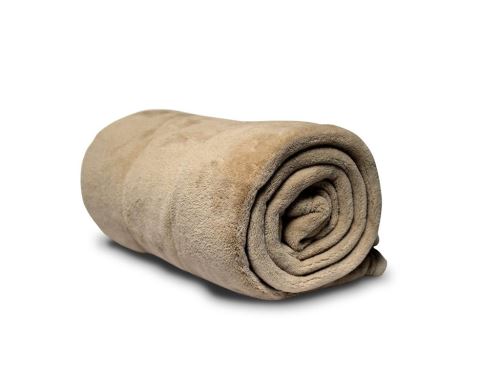 Plaid MICROFIBRE polaire 110x160 cm taupe par Soleil d'ocre