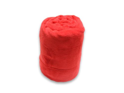 Plaid extra doux 120x160 cm CALIN rouge en microfibre