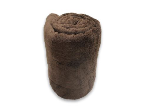 Plaid extra doux 120x160 cm CALIN chocolat en microfibre