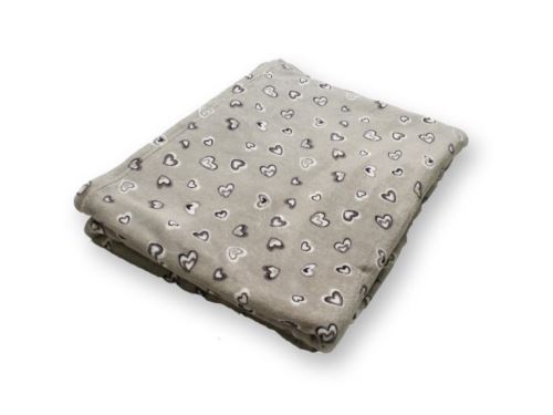Plaid polaire imprimé 120x160 cm COEUR Gris