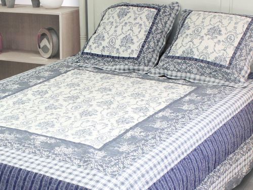 Couvre-lit boutis matelassé 220x240 cm ODILE avec 2 taies d'oreiller