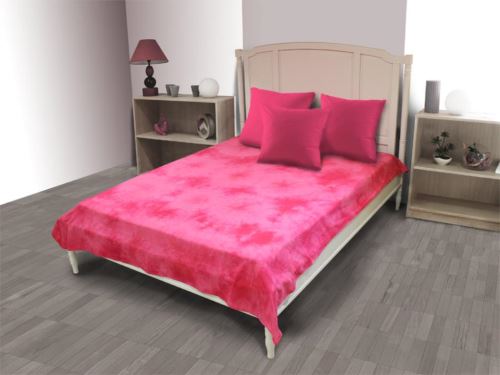 Jeté de lit coton 180x220 cm TIE AND DYE fuchsia