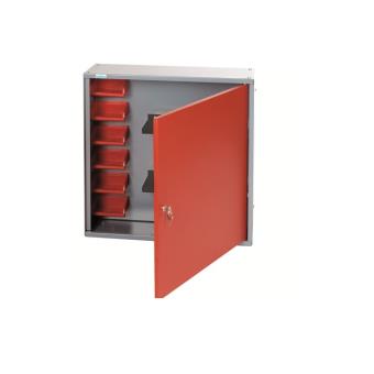 Kupper Armoire Murale 1 Porte 2 Etageres Et 6 Boites De Rangement Rouge Rangement De L Atelier Achat Prix Fnac